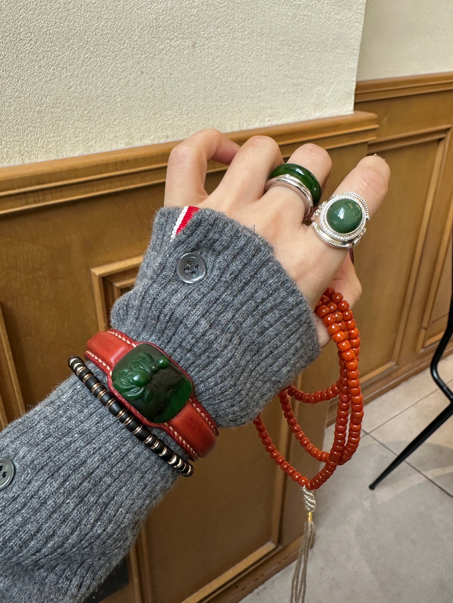 LOTUS JADE LEATHER BRACELET