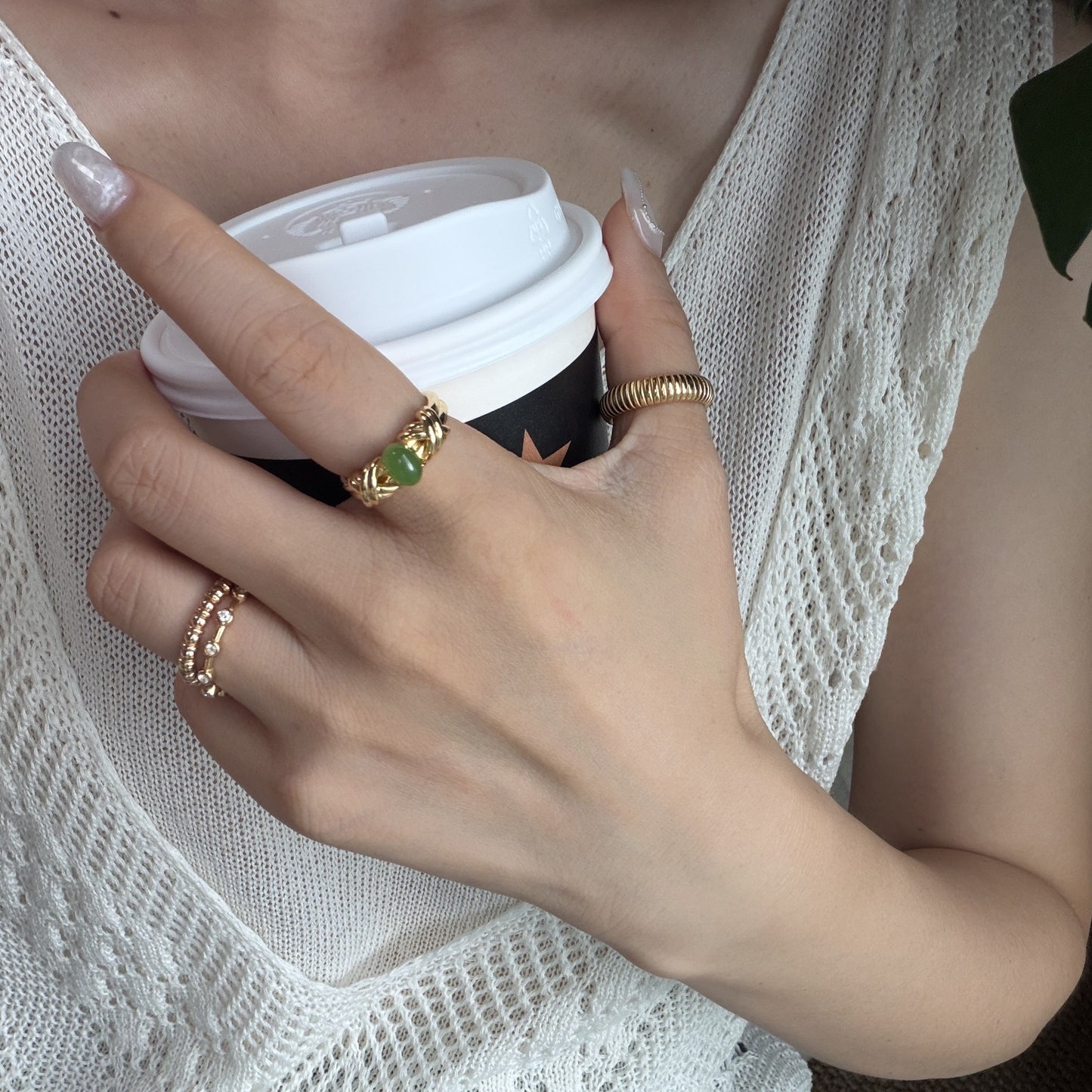 LUCKY BAMBOO "DRIPPING EMERALD" GREEN JADE RING