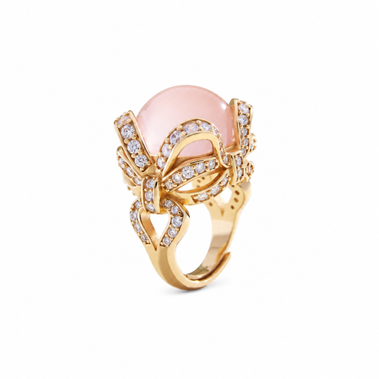 PINK CRYSTAL GIFT-BOW RING