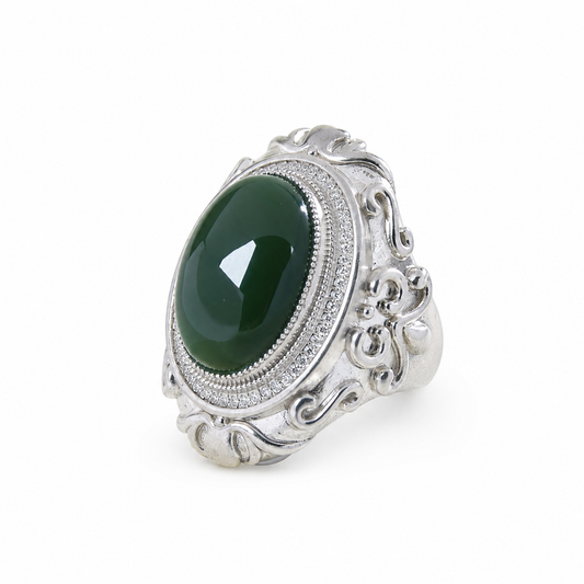 VINTAGE PINE-GREEN JADE RING