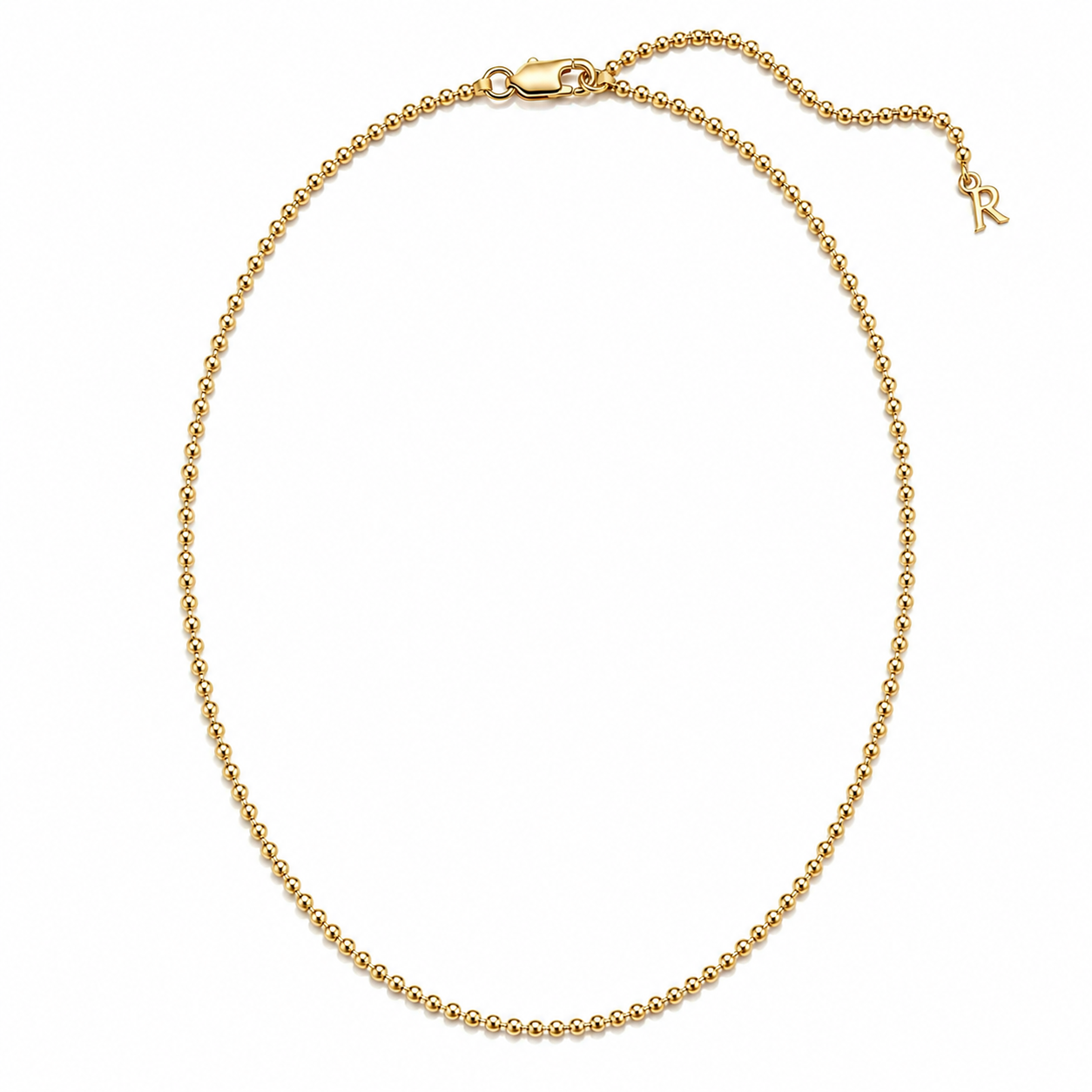0.2CM ADJUSTABLE SILVER PLATED 18K GOLD BEAD CHAIN NECKLACE