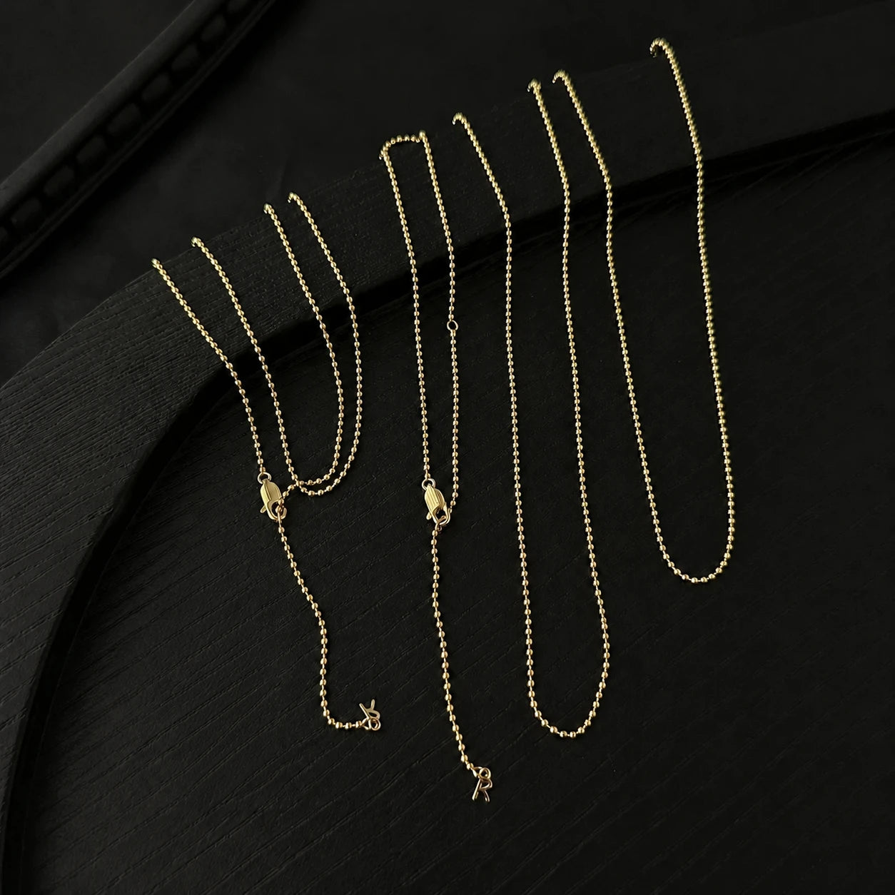 Adjustable gold-tone bead chain necklace for Ruiyu pendants