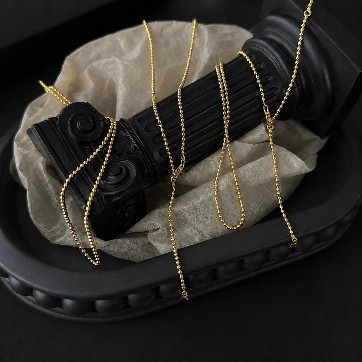 Adjustable gold-tone bead chain necklace for Ruiyu pendants