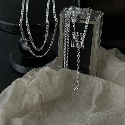 Gold and silver tone Cuban chain necklaces for pendant styling