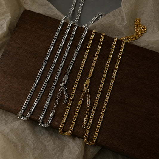 Gold and silver tone Cuban chain necklaces for pendant styling