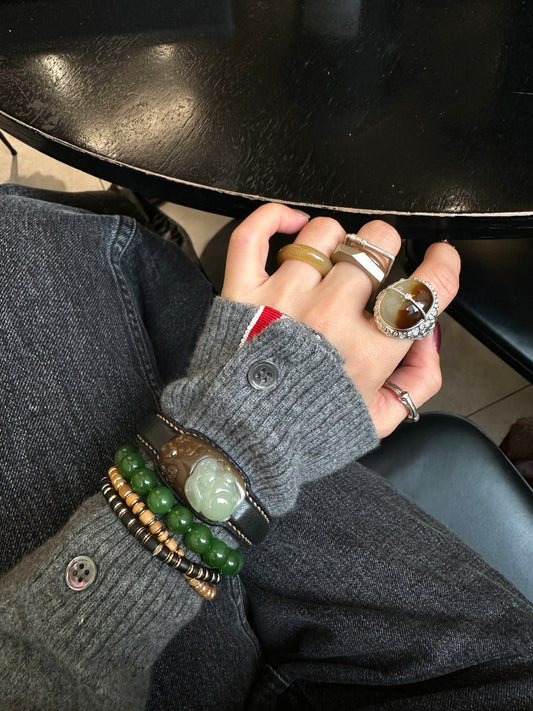 RABBIT JADE LEATHER BRACELET – SUGAR WHITE
