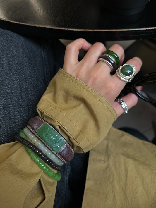 LOTUS JADE LEATHER BRACELET – APPLE GREEN