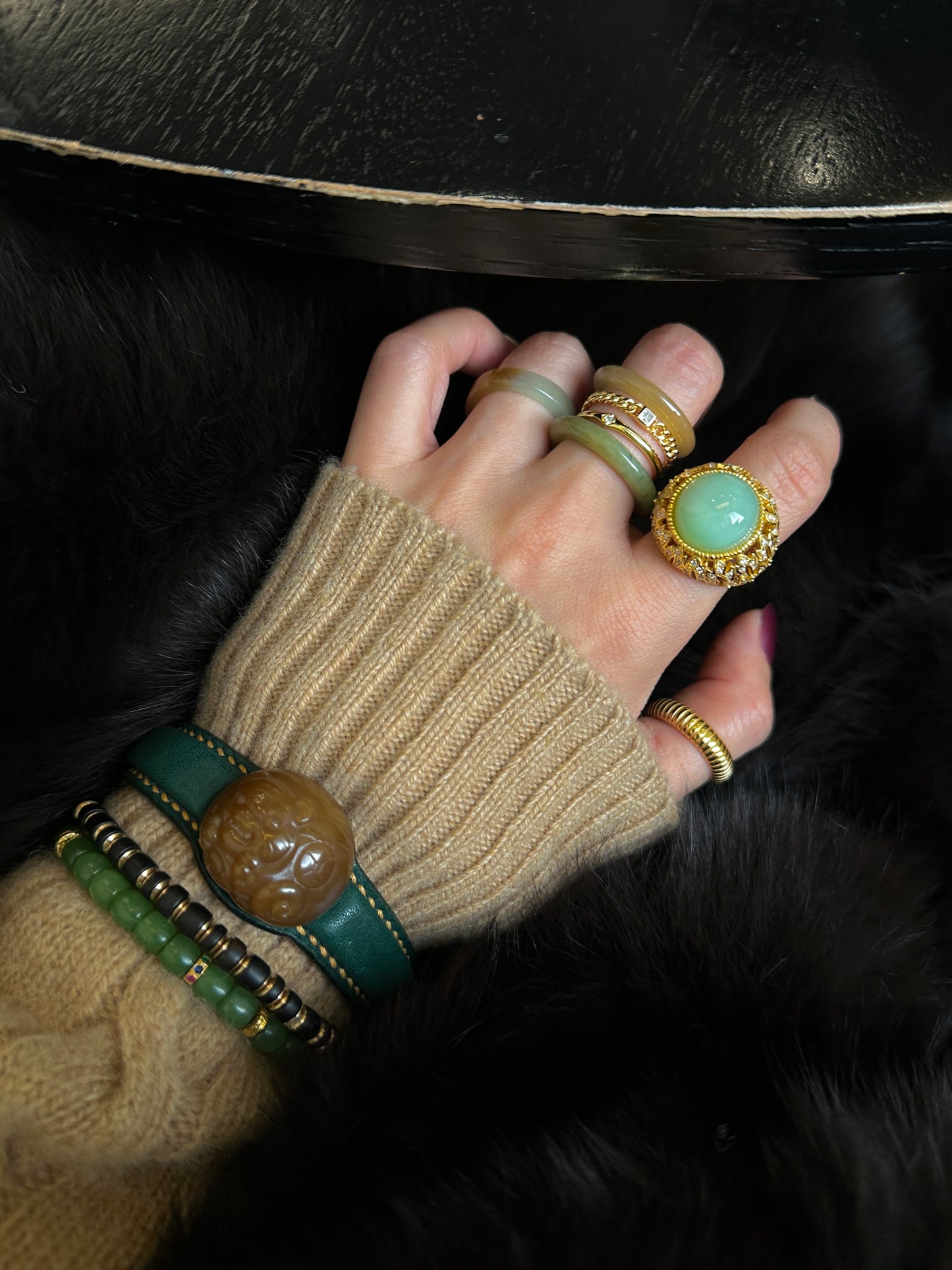 TIGER JADE LEATHER BRACELET