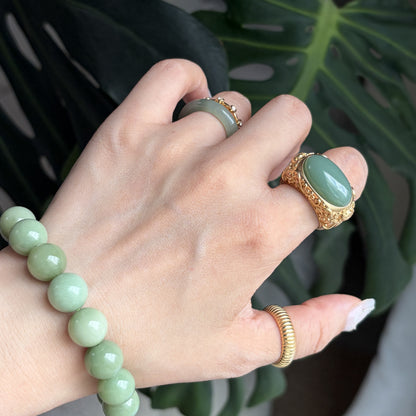 EQUESTRIAN HORSE-RIDER GREEN JADE RING