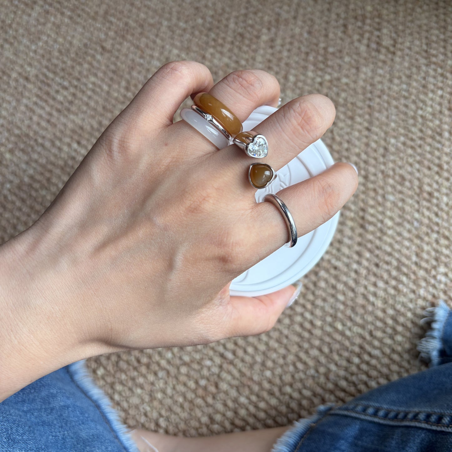TWO HEARTS SUGAR JADE PROMISE RING