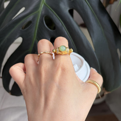  PRAYER-WHEEL SPINNER JADE RING