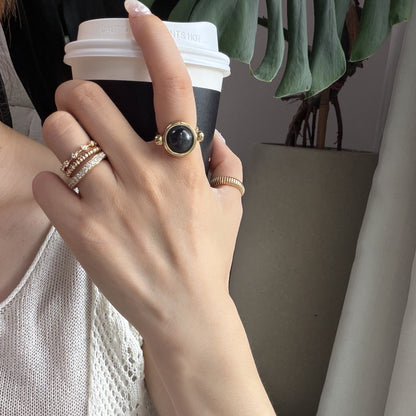 FLIP SPARKLE BLACK JADE RING