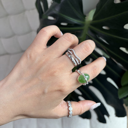 LUCKY BAMBOO "RISING SUCCESS" GREEN JADE RING
