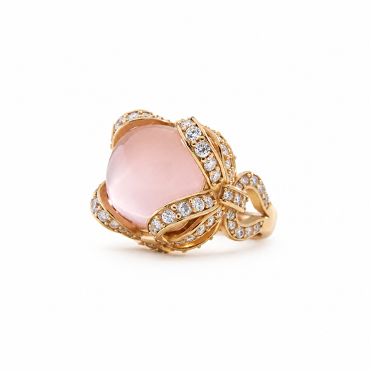 PINK CRYSTAL GIFT-BOW RING