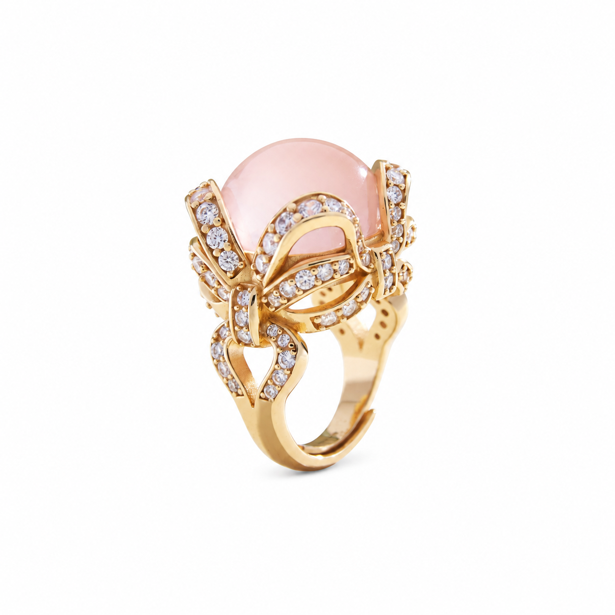 PINK CRYSTAL GIFT-BOW RING