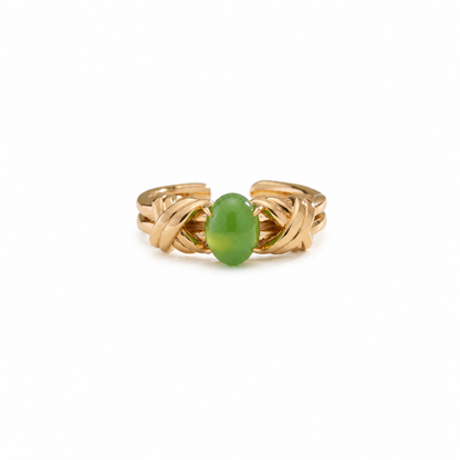 VINTAGE APPLE-GREEN JADE CROSSOVER RING