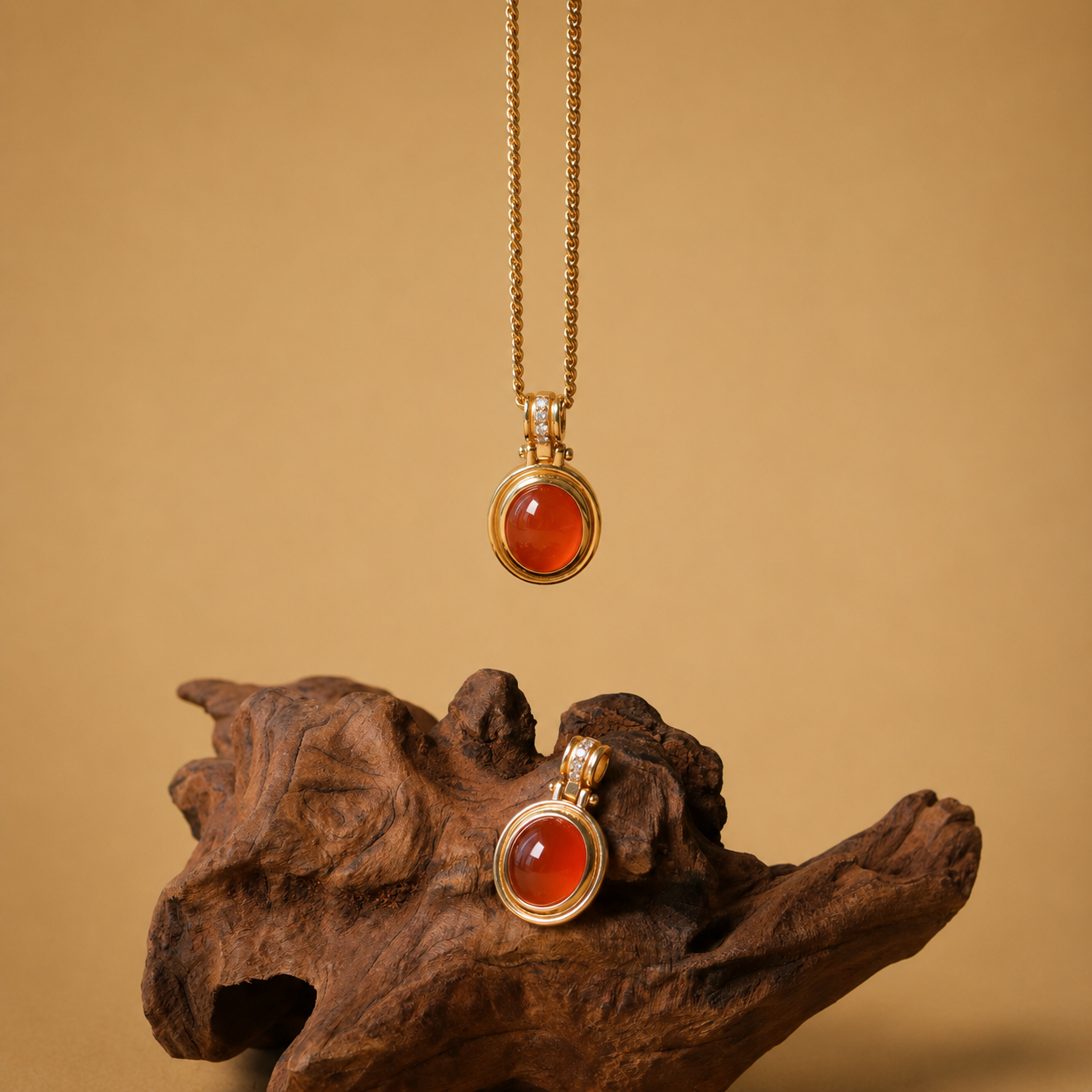 Koi fish red agate pendant