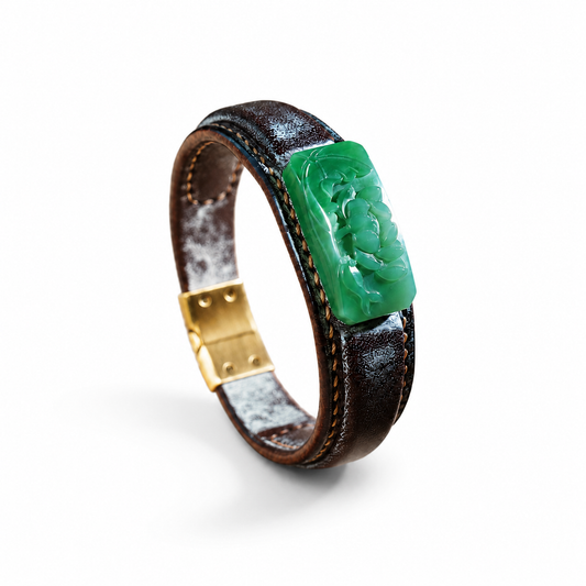 LOTUS JADE LEATHER BRACELET – APPLE GREEN