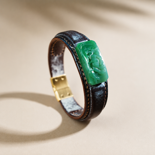 apple-green-lotus-jade-leather-bracelet