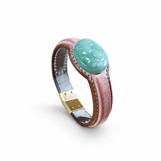 LUCKY CAT JADE LEATHER BRACELET – CELADON GREEN