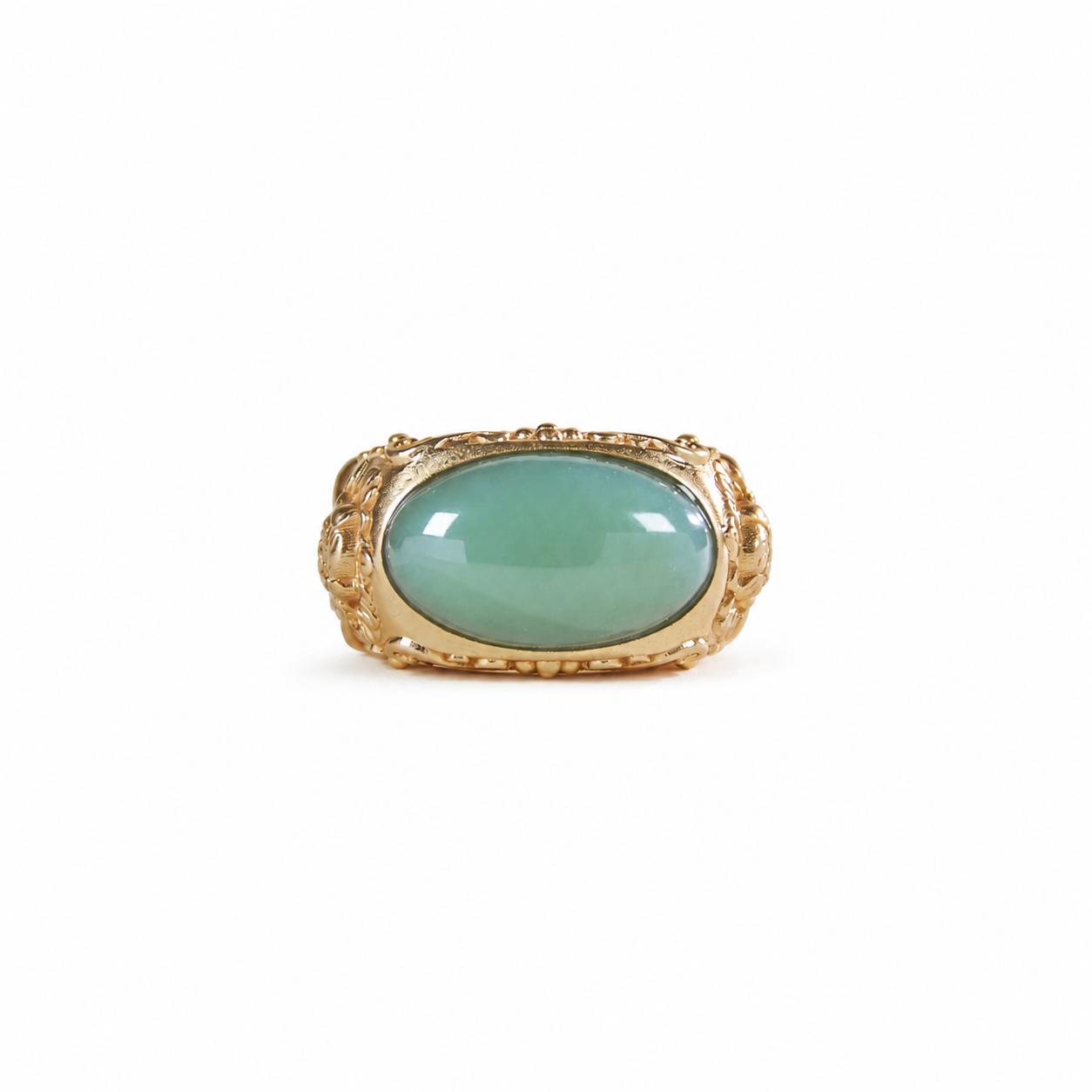 EQUESTRIAN HORSE-RIDER GREEN JADE RING