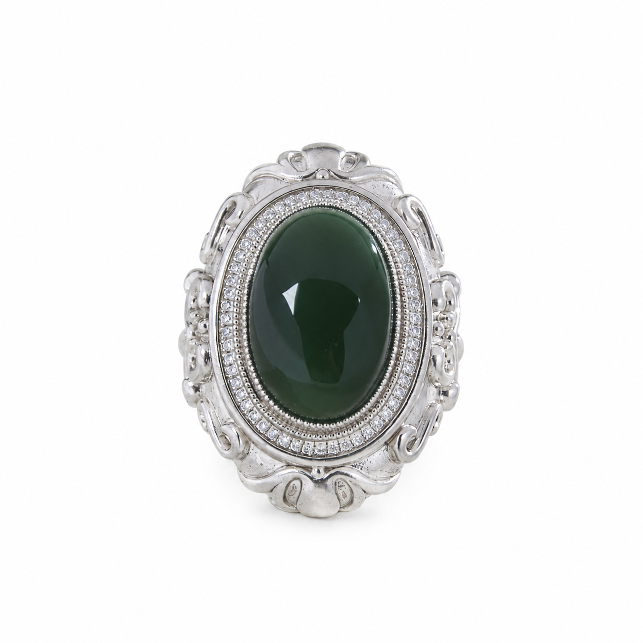 VINTAGE PINE-GREEN JADE RING