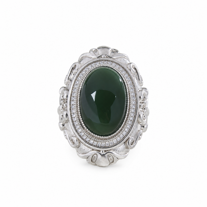VINTAGE PINE-GREEN JADE RING