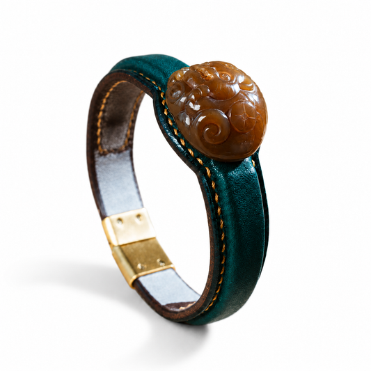 TIGER JADE LEATHER BRACELET