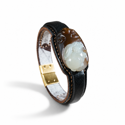 RABBIT JADE LEATHER BRACELET – SUGAR WHITE