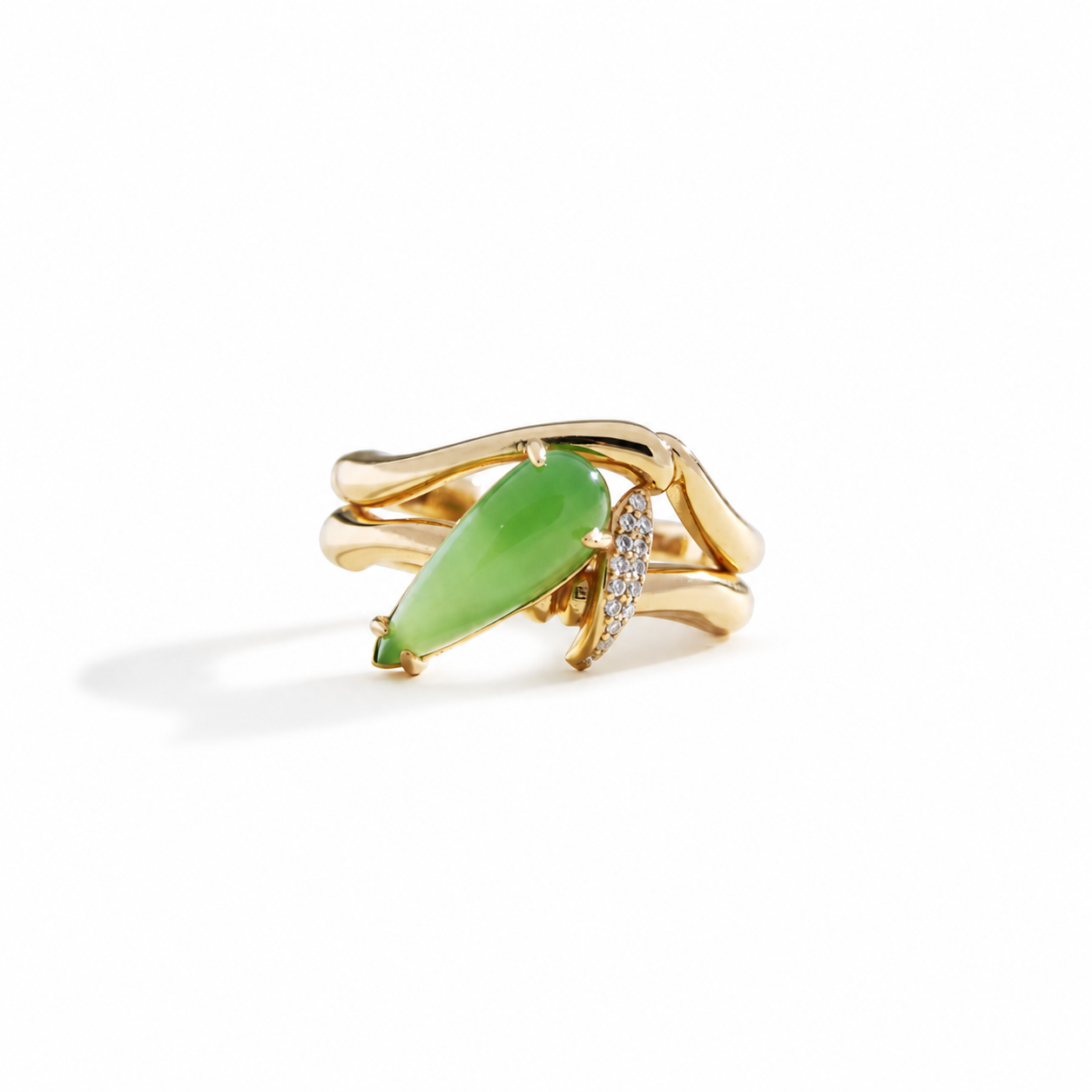 LUCKY BAMBOO "DRIPPING EMERALD" GREEN JADE RING