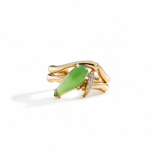 LUCKY BAMBOO "DRIPPING EMERALD" GREEN JADE RING