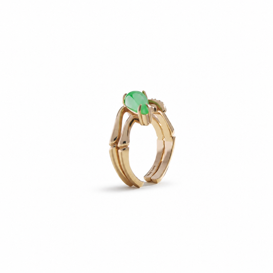LUCKY BAMBOO "DRIPPING EMERALD" GREEN JADE RING
