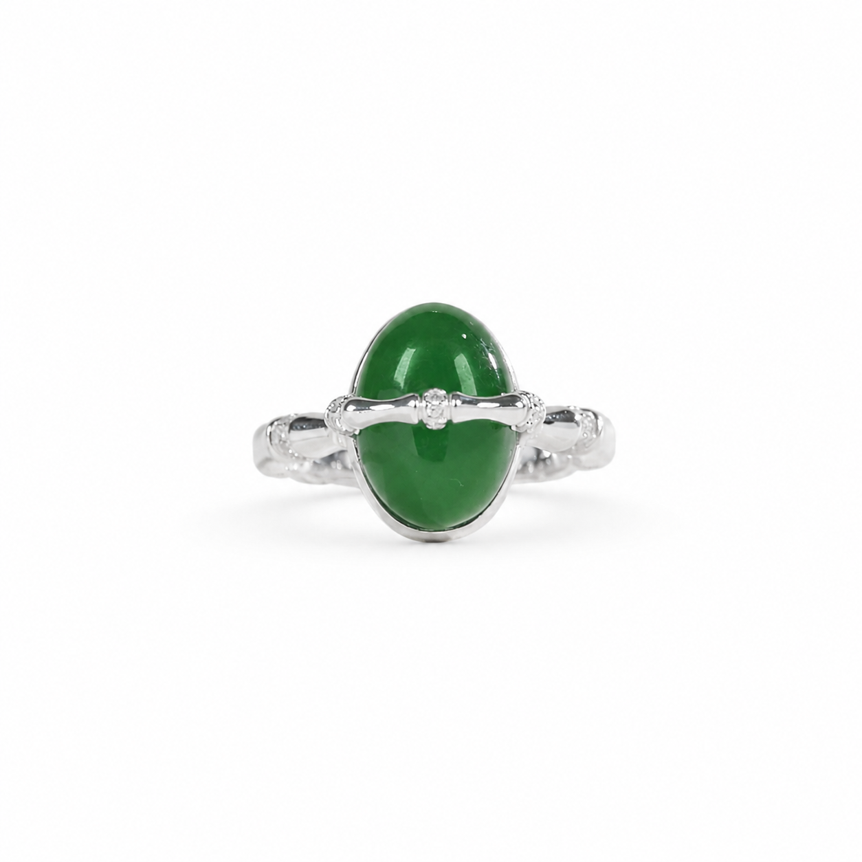 LUCKY BAMBOO "RISING SUCCESS" GREEN JADE RING