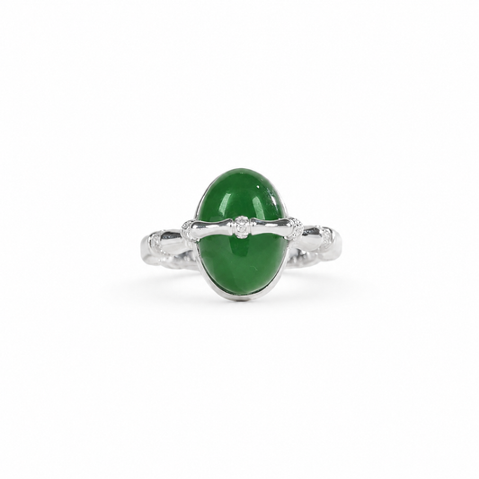 LUCKY BAMBOO "RISING SUCCESS" GREEN JADE RING